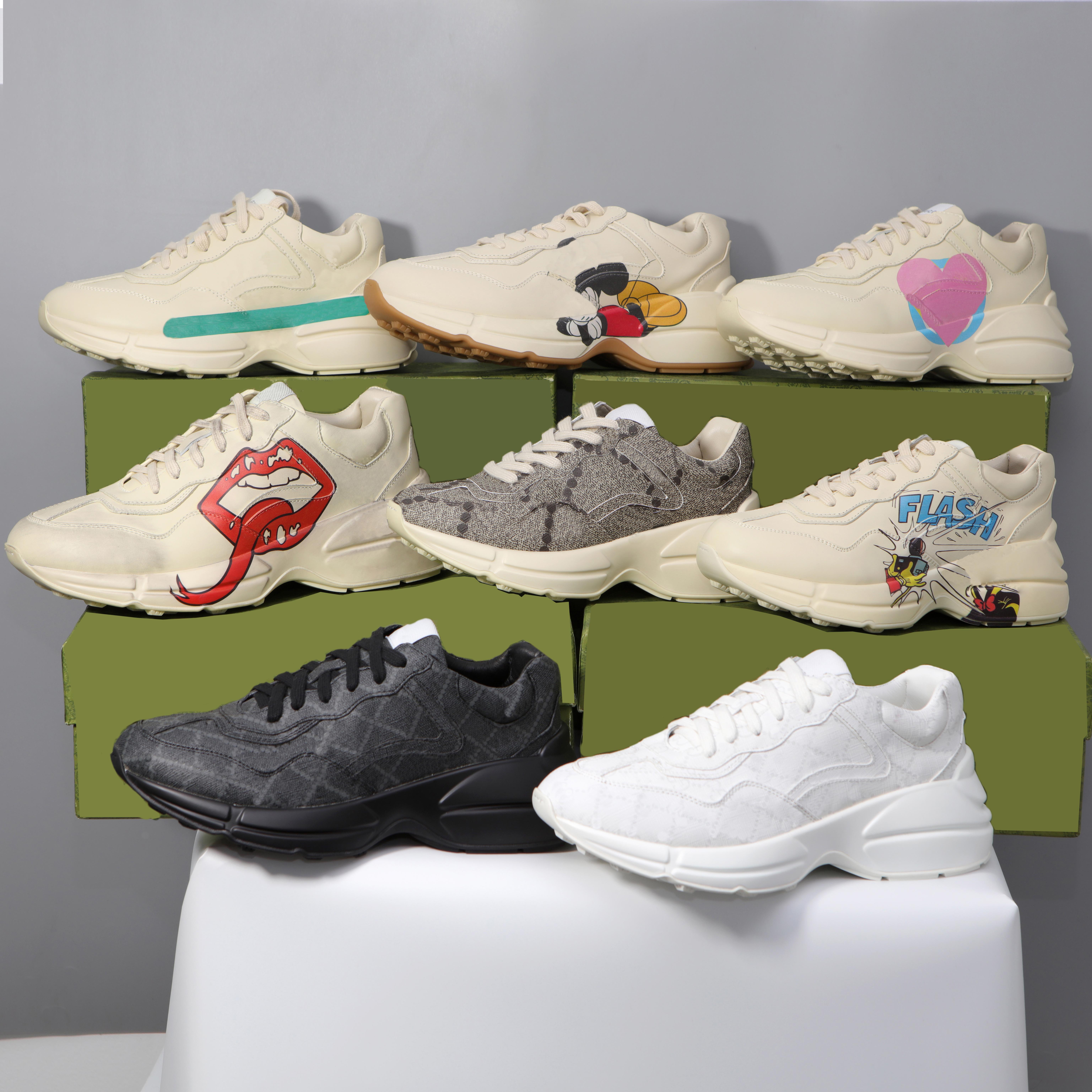 

Designer Sneakers Rhyton Casual Shoes Beige Men Trainers Luxury Chaussures Ladies Shoe Dad Platform Sneaker With Box, 10