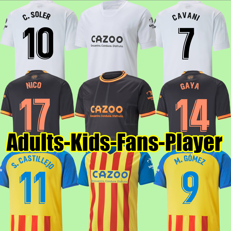 

22 23 Valencia soccer jerseys CAVANI GUEDES GAMEIRO camisetas de futbol RODRIGO Gaya M.Gomez men kids kit football shirts 999026, Third patch