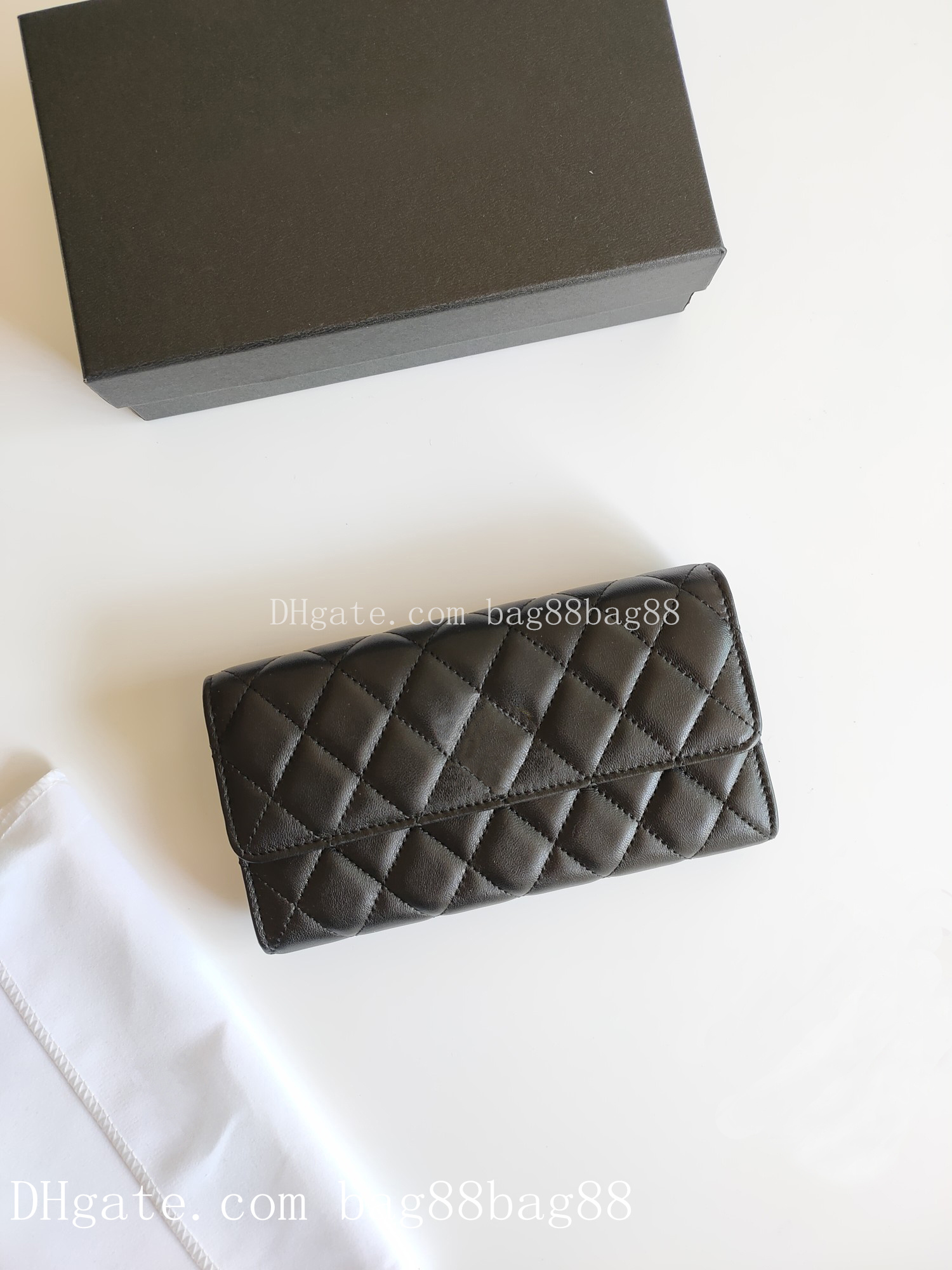 NOUVEAU Portefeuilles Design de marque de luxe 2956 Lettre à carreaux CC chaîne Embrayage en peau d'agneau motif diamant pochette femme le garçon