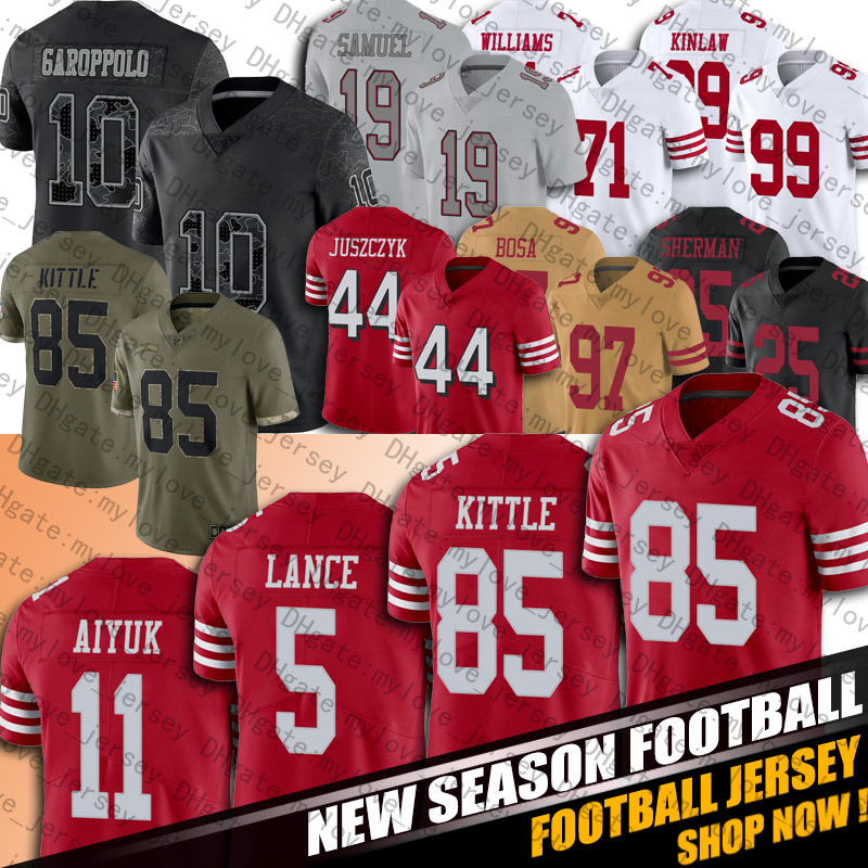 

23 Christian McCaffrey Jersey Football Jimmy Garoppolo George Kittle Deebo Samuel Brandon Aiyuk Jerseys San Francisco 49ers Fred Warner Talanoa Hufanga Juszczyk, Black