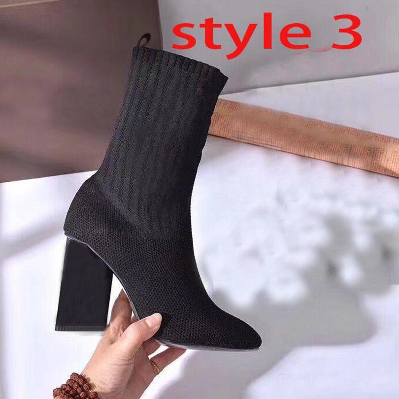 

Heeled Heel Boots Elastic Boot Women Shoes High Heels Autumn Winter Socks Fashion Sexy Knitted Designer Alphabetic Lady Letter Thick Large Size 35-42 Us5-Us11 Have Box