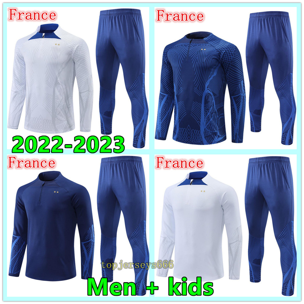 

22 23 French training soccer tracksuit 2022 2023 BENZEMA MBAPPE GRIEZMANN football tracksuits Men and kids survetement foot Francia Maillot, Shorts