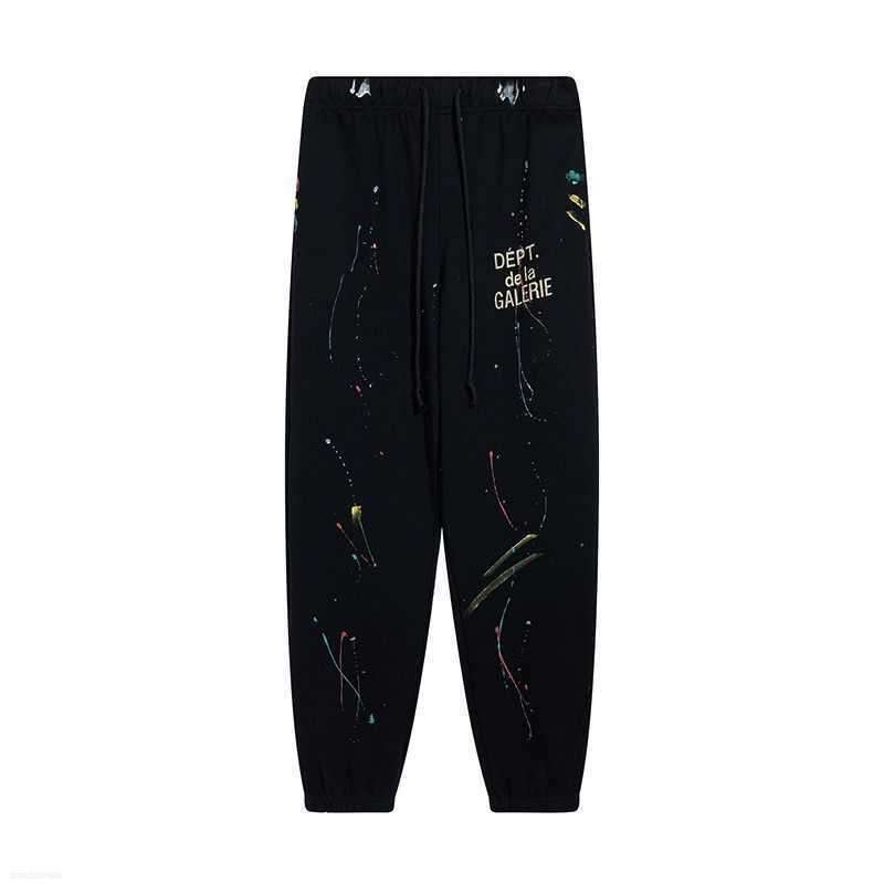 Men's Jeans Galleries Dept Designer Sweatpants Sports Pants Distressed Letter Print Graffiti Speckle Cotton Terry High Street Leggings Men A