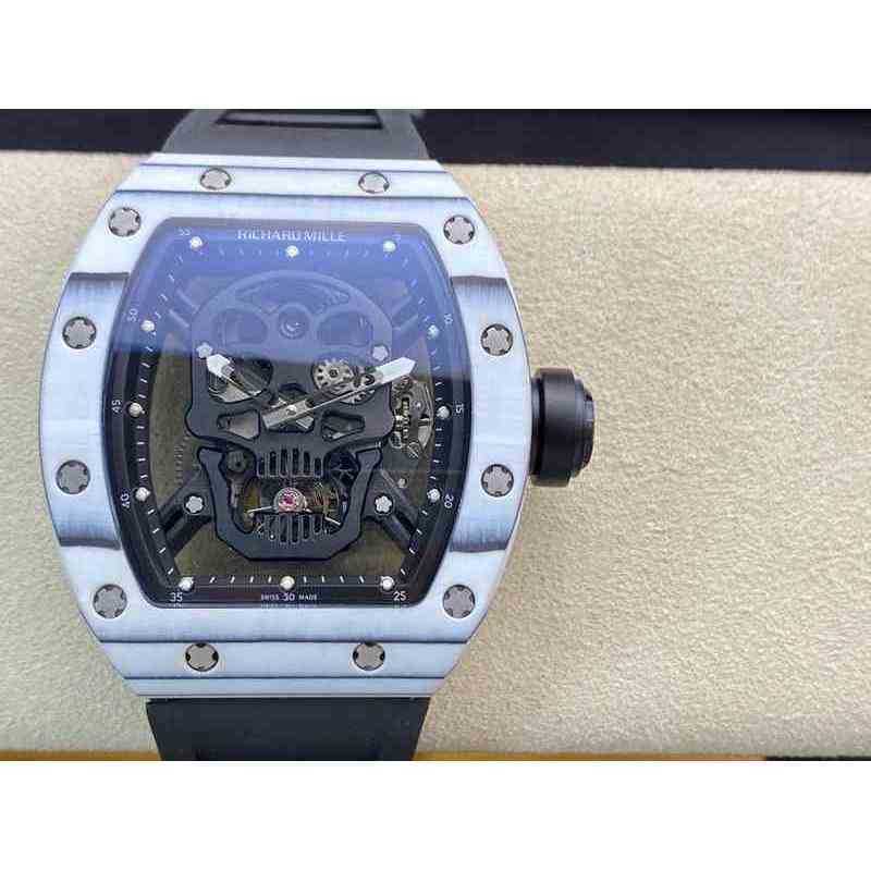 

RM052-01 Skull SUPERCLONE Active tourbillon Luxury Wristwatch Barrel Mechanical Men's Watch rm52 Real Tourbillon Skull Watches 4 AL6Z, Black