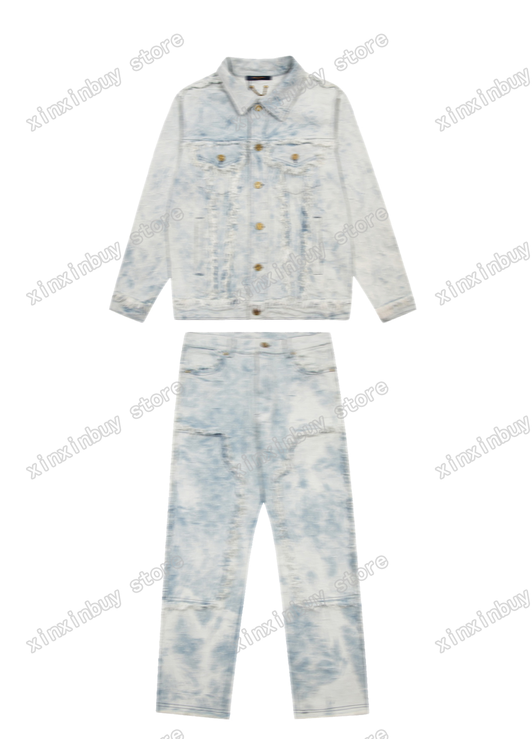 

xinxinbuy Men designer coat sets wash jacket tassels Panelled stripe letter streetwear long sleeve Windbreaker blue S-XL, 02