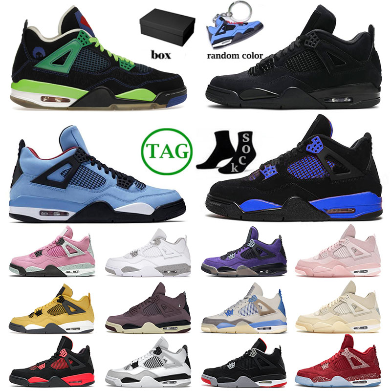 

New Jumpman 4 Basketball Shoes For Mens Womens Doernbecher 4s IV Sail Pink Military Black Cat Blue Thunder Designer Sports Sneakers Trainers Outdoor Big Size 13, 36-47 white cement