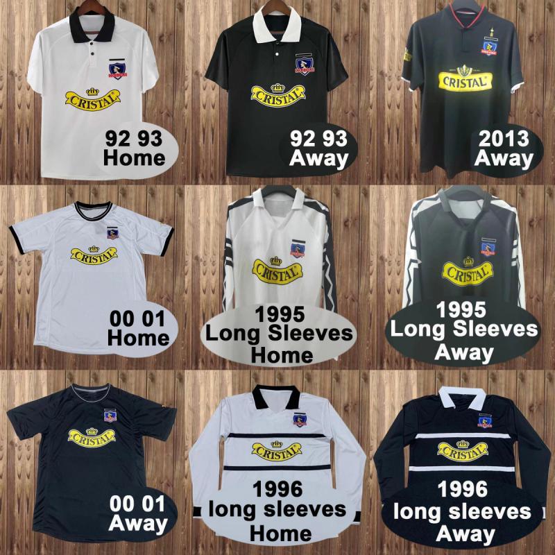 

92 93 Retro Soccer Jersey ANGEL FERNRNDEZ VIDRL LERL 1995 1996 Colo Colo Man Long Sleeves Home White Away Black Football Shirt BARTICCIOTTO
