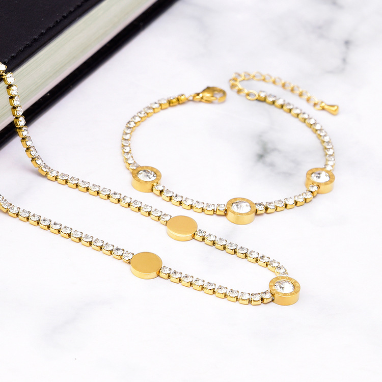 

Roman zirconium bracelet necklace designer chain link clover luxury unisex nail mens love gold tennis charm cable men flower chains for momen gift stainless steel