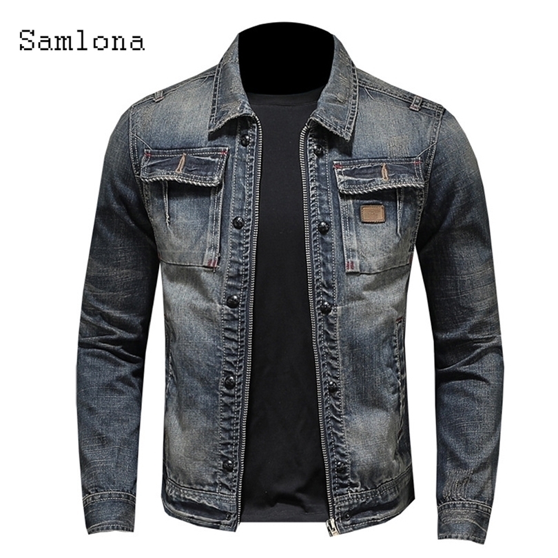 

Mens Jackets Spring Autumn Simple Men Denim Casual Fashion Slim Fits Jean Jacket Patchwork Zipper Clothing 220930, 1 blue grey