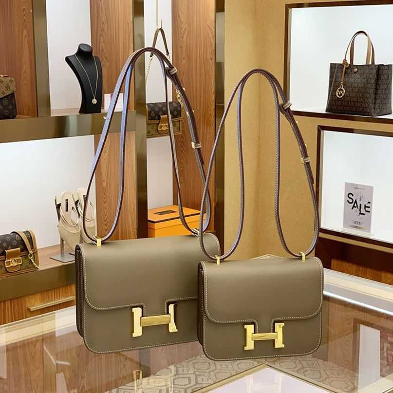 

Designer Constances Bags Herme Tote Womens 2022 New Fashion Online Red Highlevel Sense Hbutton, Elephant grey trumpet