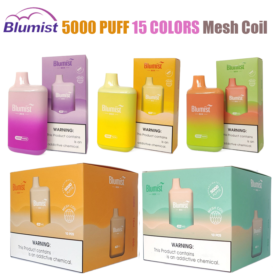 

5000 Puffs Puff 5000 Disposable Electronic Cigarettes Blumist Box Puff disposables vapes 650mah Rechargeable Battery 12ml Pre-fill Mesh Coil BC 5000 Authentic