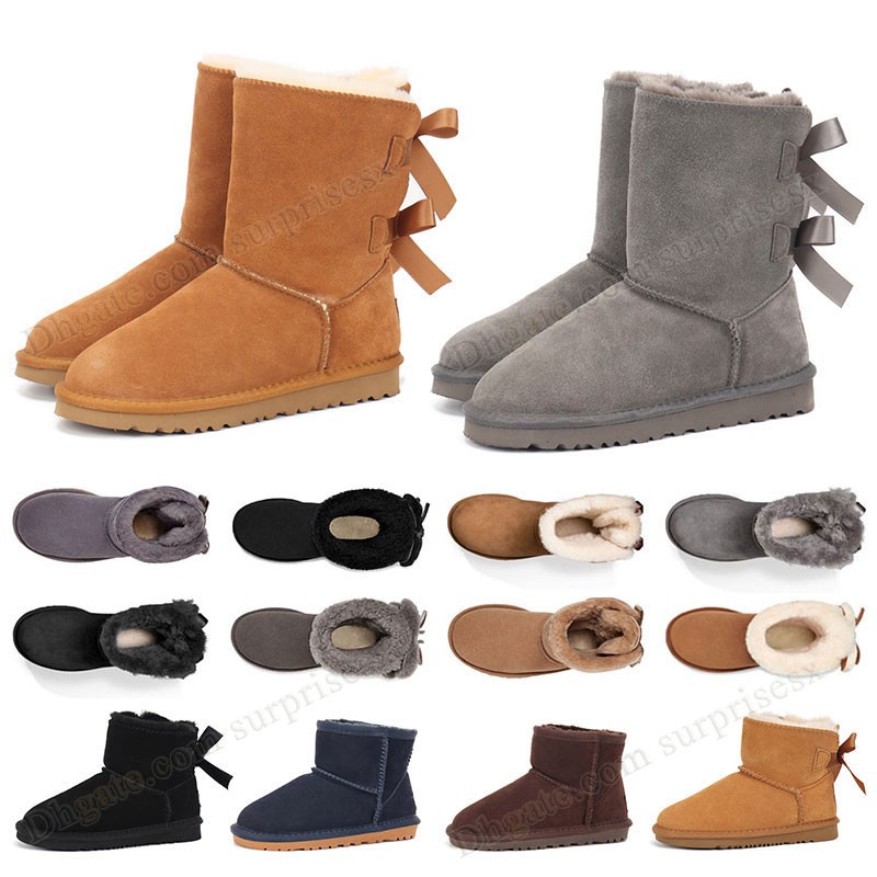 

Authenti wggs boot women australian boots fashion chestnut cool grey triple black pink ankle booties fur furry fully platforms slippers winter outdoor sports shoes, Button khak