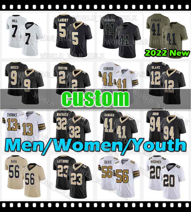 

32 Tyrann Mathieu Football Jersey 23 Marshon Lattimore 94 Cameron 14 Andy Dalton 8 Archie Manning Jameis Winston Pete Werner 3 Wil Lutz Trevor Penning 22 Mark Ingram II, Youth custom jersey(s t)