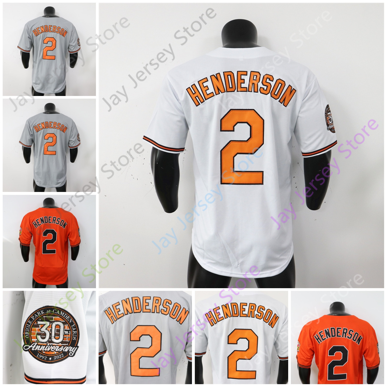 

Gunnar Henderson Jersey Fans Player 30th Anniversary Patch White Grey Orange Size S-3XL Home Way Button Down Embroidery, Orange player