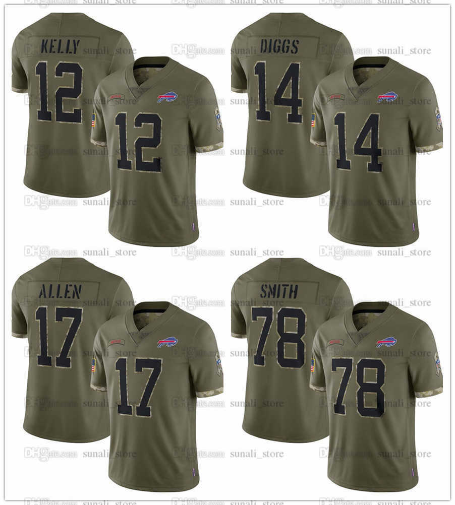 

Buffalo''Bills''Jersey Football Olive 2022 Salute To Service Limited Jerseys 17 Josh Allen 14 Stefon Diggs 78 Bruce Smith 12 Jim Kelly, Custom (message name number)