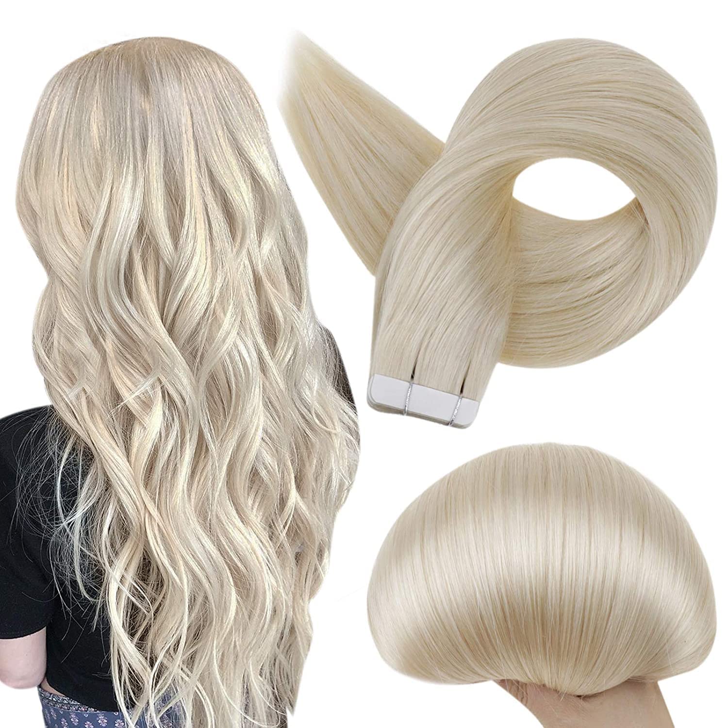Bande dans les extensions 16-26 pouces Extension de Cheveux Humains Vierges Brésiliens 20pcs Trame de Peau Silky Stragiht Mutli Couleurs