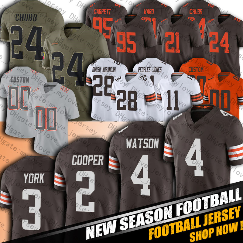 

24 Nick Chubb Jersey Football Jacoby Brissett Deshaun Watson Amari Cooper Donovan Peoples Jones Jerseys Cleveland Browns David Njoku Delpit Denzel Ward Cade Yorks, Man custom jersey (bl)