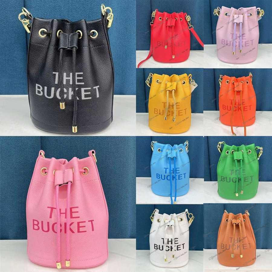

THE LEATHER BUCKET BAG Full grain leather Drawstring pull closure rope top handle removable adjustable leather strap Marc Jocobs drawstingYA9L, No bag
