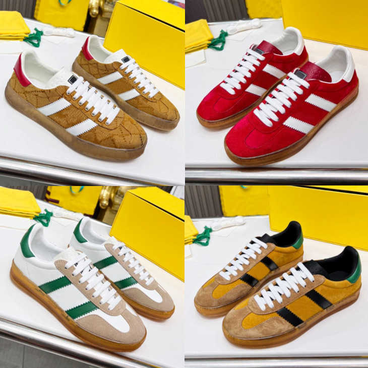 Running Shoes Casual Luxury Designer Mens Women Gazelle Velvet Patchwork Black Red Retro Co-branded Ladies Sneaker Chaussures Embroidered