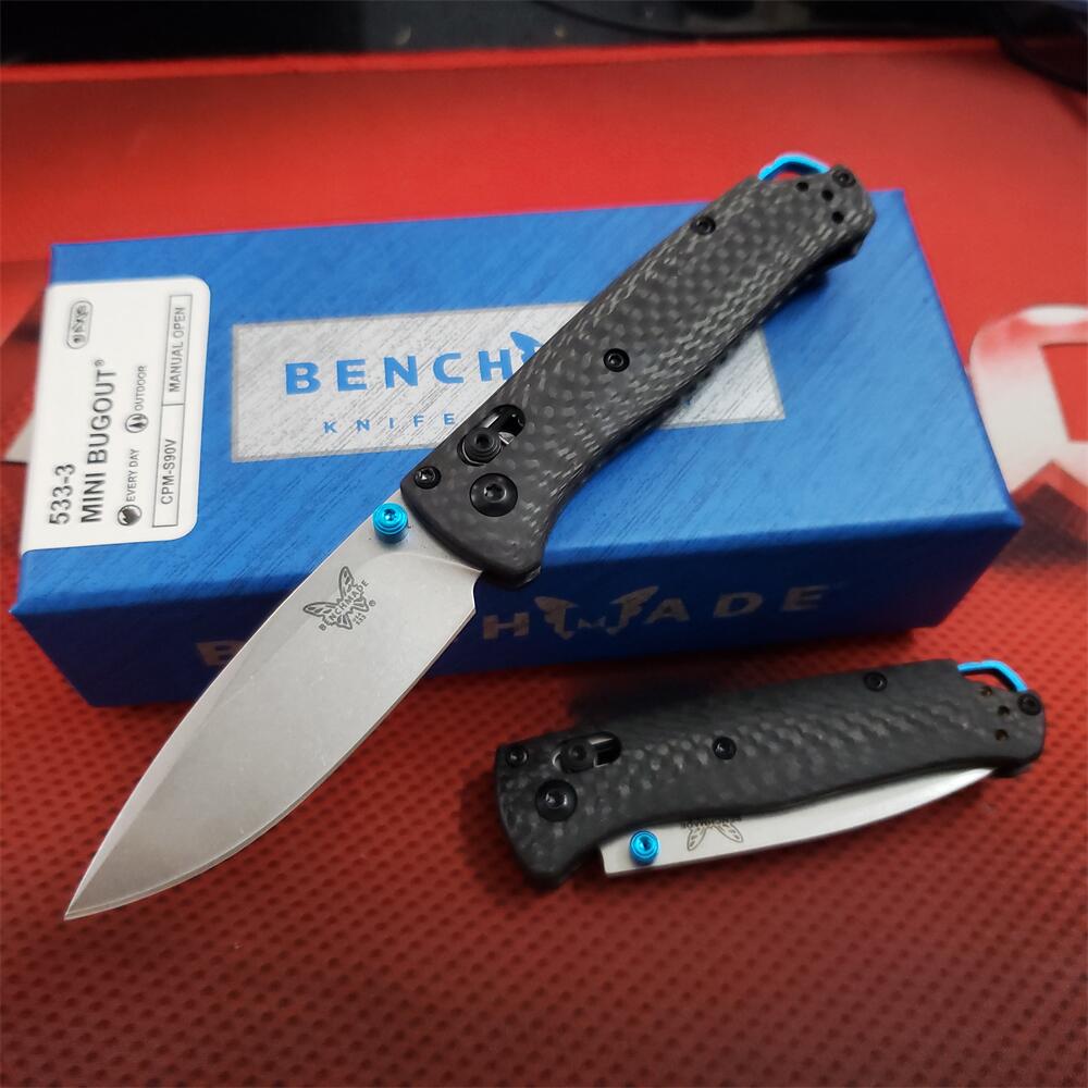 

Benchmade BM533 Bugout AXIS Folding Knife S90V Plain Blade Carbon-Fiber Handles Pocket Tactical Knives Outdoor Camping Hunting EDC BM42 BM31 533 535 533BK TOOLS