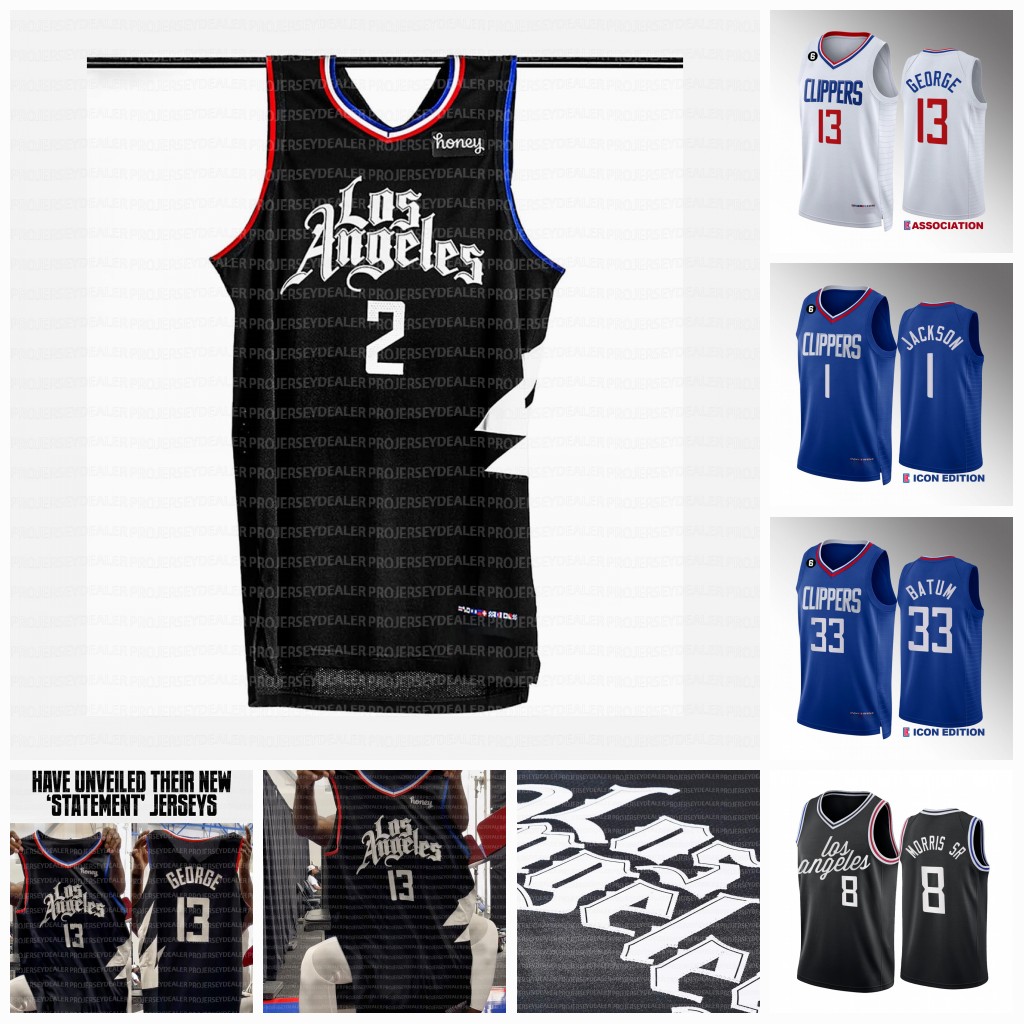 

Reggie 1 Jackson Los Angeles''Clippers'' 2022-23 Statement Jersey Kawhi 2''Leonard Ivica Zubac Nicolas Batum Paul George Norman Powell Morris Sr., Black youth s-xl