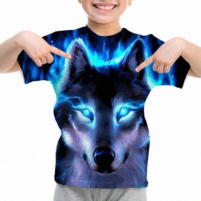 

women's T-Shirt Boys Animal Wolf T Shirt Summer Clothes Printed Tshirt For Kids Girls Tops Tee Children Clothing Casual Streetwear O4vf#, 15