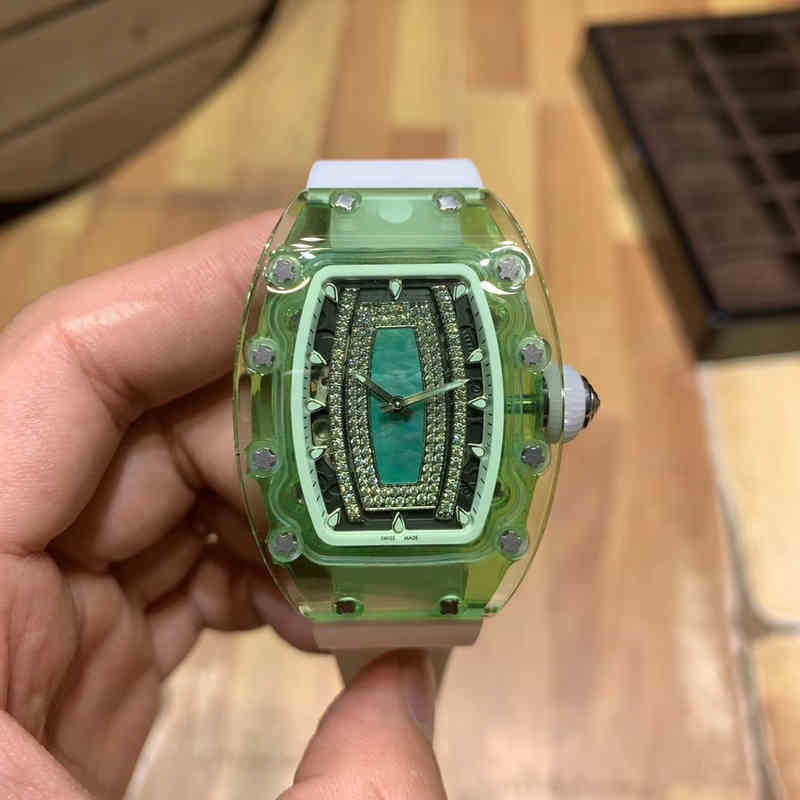 

Business Leisure Richa Milles Small Personalized Transparent Hollow Out Automatic Mechanical Watch Is Versatile and WVO0, Green4