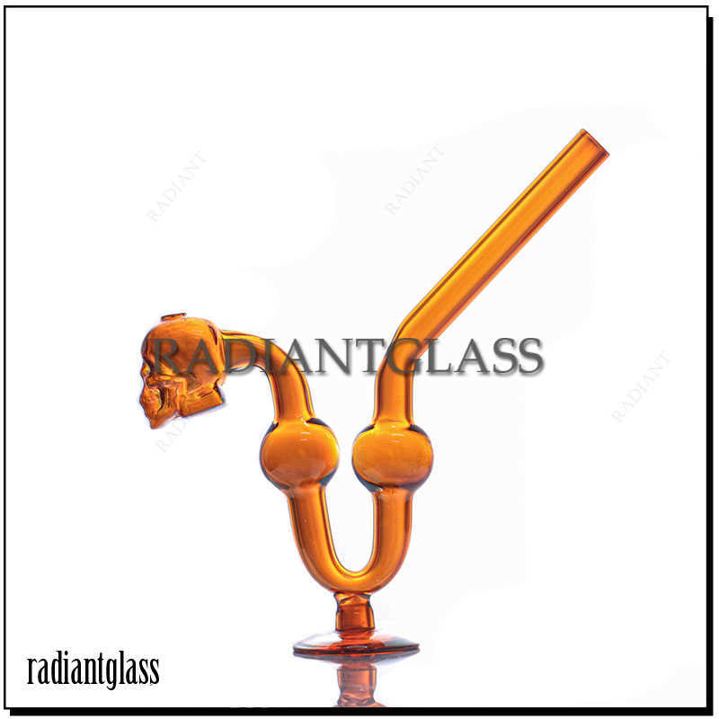 

7.56 inches Smoking Pipes Colorful Glass Oil Burner Pipe 3 Bubble Chamber and Bent Design Water pipes