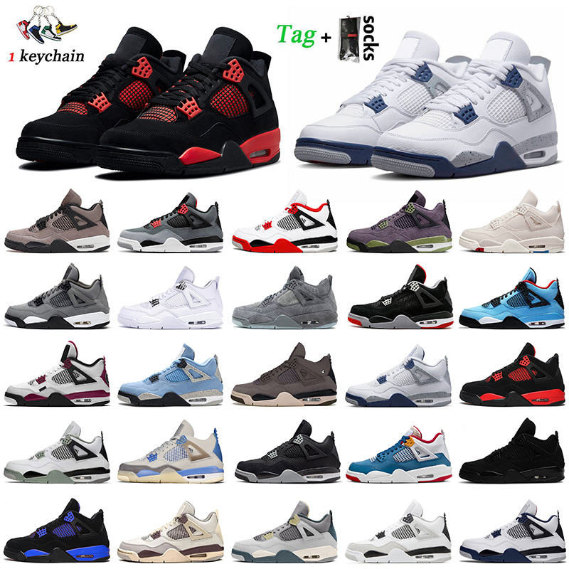 

2023 Top high Jumpman 4s Basketball Shoes Women Mens Jordens 4 A Ma Maniere Midnight Navy Military Black Cat Sail University Blue PSGs Bred Red Thunder J4 Boot, D17 lucid green rasta 36-47
