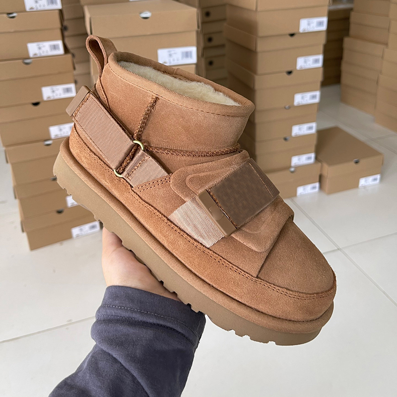 

Winter Warm Boot Designer Woman Australia Snow Boot Classic Mini Buckle Motorcycle Ankle Booties For Women EU44, 2#