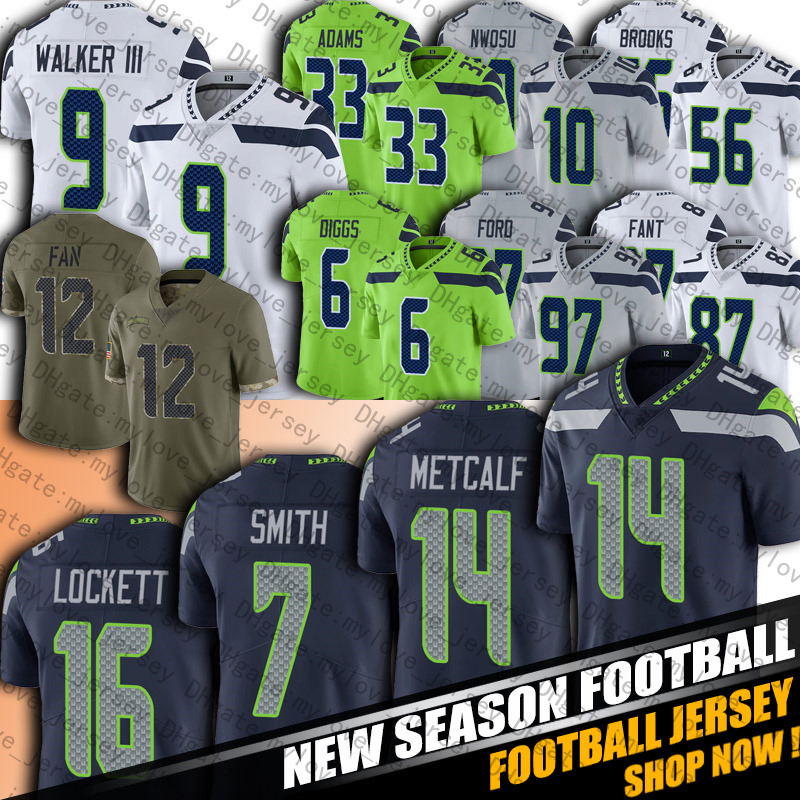 

7 Geno Smith Football Jersey Tyler Lockett DK Metcalf Kenneth Walker III Jordyn Brooks Uchenna Nwosu Jerseys Seattle Seahawks Noah Fant Mike Jackson Quandre Diggs, Man custom jersey (hy)