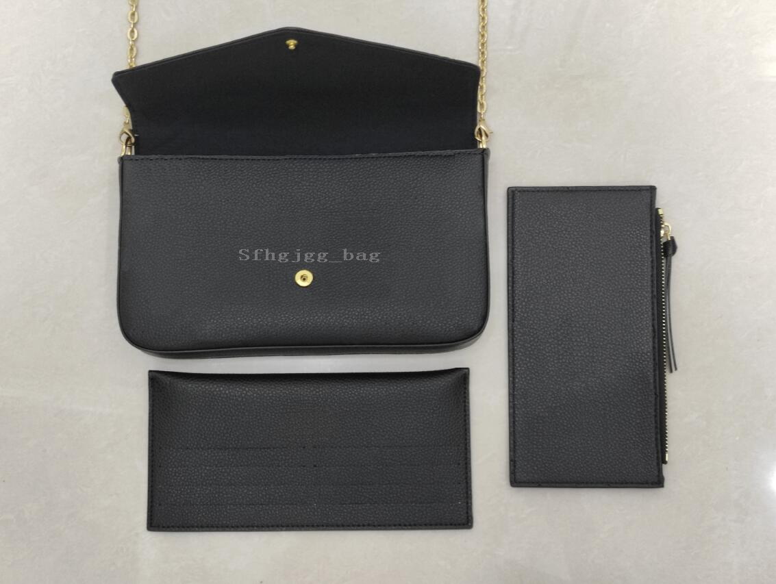 

Women Shoulder bags Wallets Designer Embossing Clutch Handbags Fashion 3pcs/set Messenger bag Lady Chain Card holder Purse, Picture