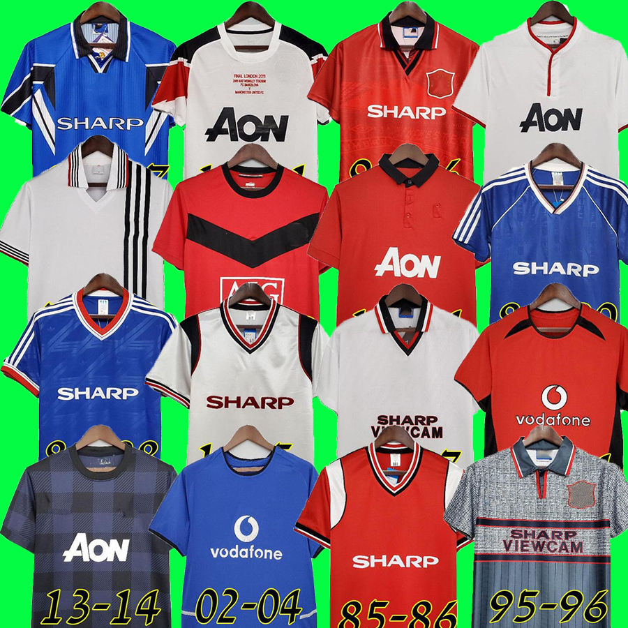 

Retro Man Uniteds 2004 02 Soccer jersey MAN football Giggs SCHOLES Beckham CANTONA Solskjaer 09 10 11 13 14 2010 1975 1977 1980 82 83 84 85 86 88 90 final 94 96 95 97 85, 1988-90 away