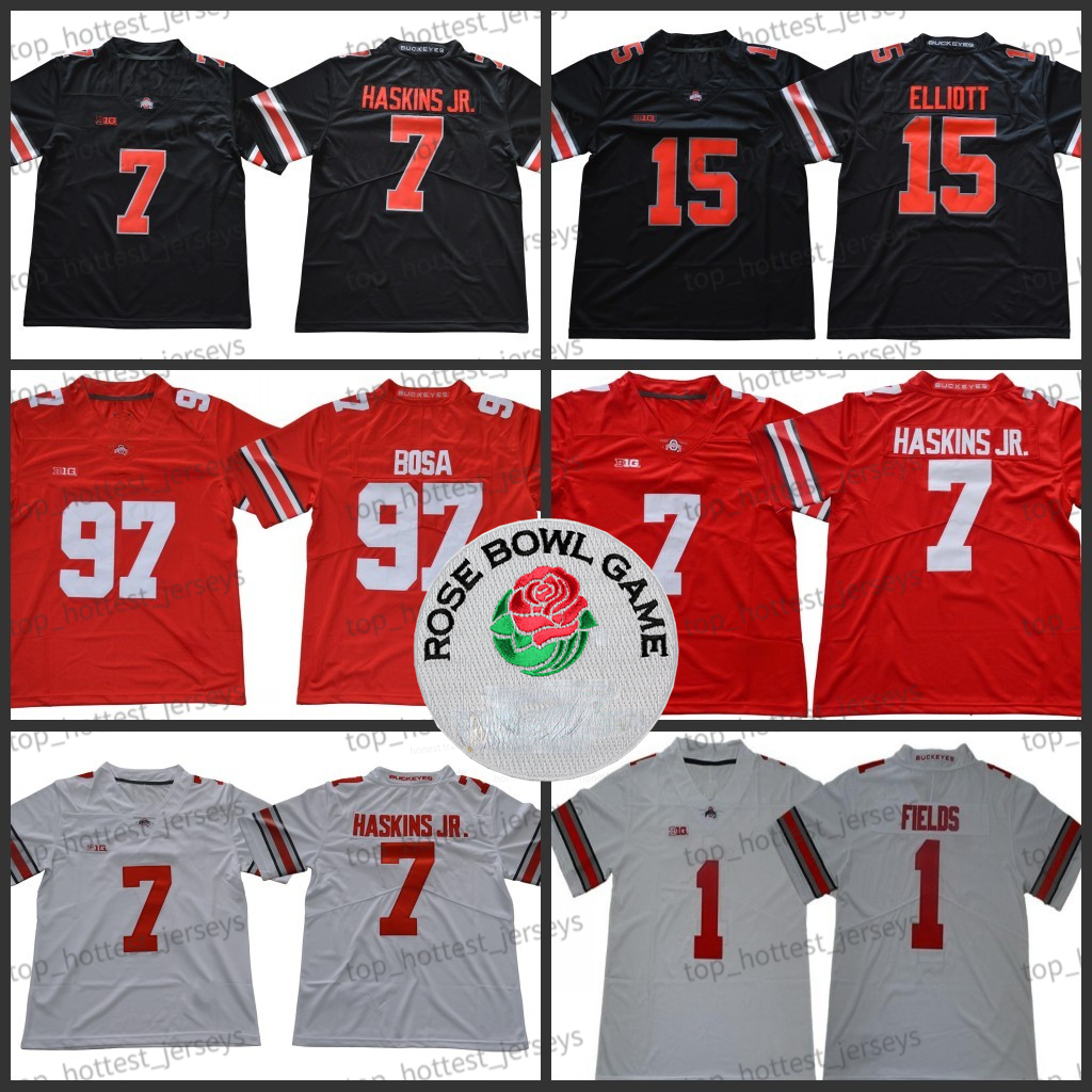 

American College Football Wear 15 Ezekiel Elliott Football Jersey NCAA Ohio State Buckeyes 27 Eddie George 45 Archie Griffin 7 Dwayne Haskins Jr College Jerseys Stit, Men jersey