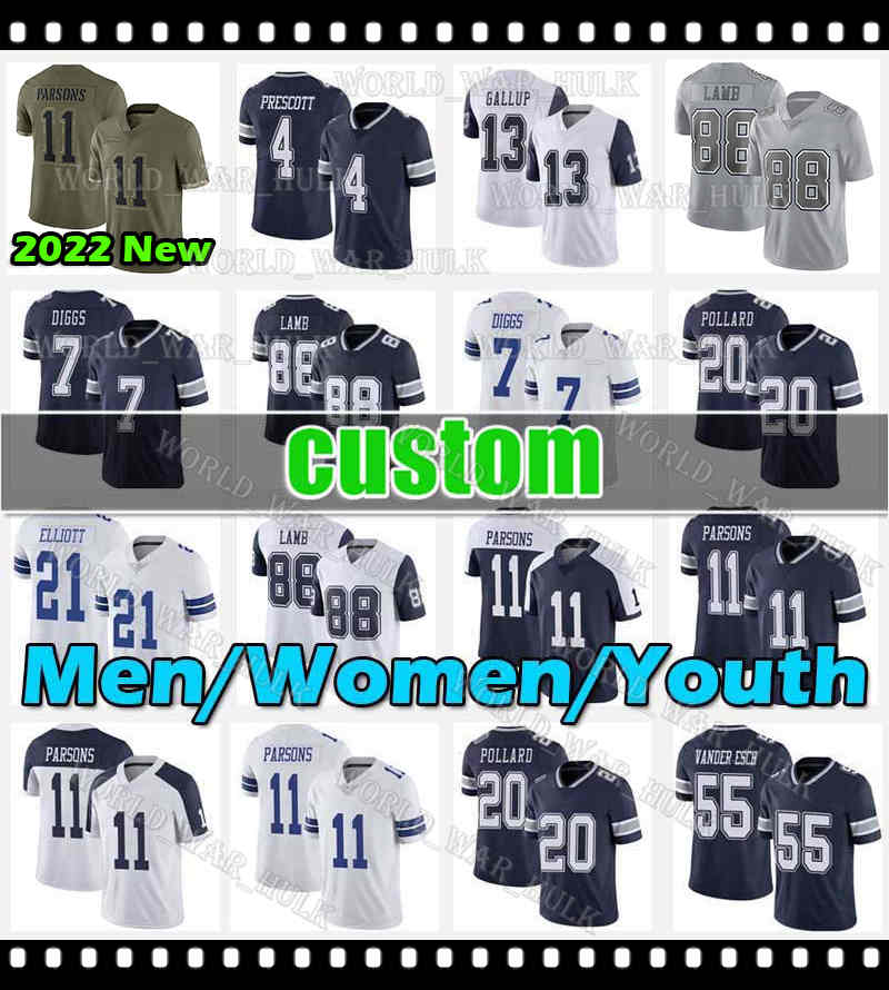 

CeeDee Lamb Football Jersey Micah Parsons Diggs 95 Johnathan Hankins Sam Williams 8 Troy Aikman Emmitt Tyler Smith DeMarcus Lawrence Roger Staubach KaVontae Turpin, Youth custom jersey(n z)
