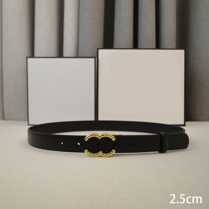 

Luxury Womens Belts Genuine Leather Men Designer Waistband Golden C Letter Copper Smooth Buckle Belt Fashion 2.5cm Width Waistbands Top, Black