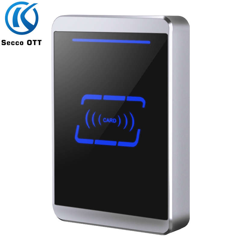 

125KHZ ID Metal Access Control Card Reader Wiegand 26 or 34 Format Outdoor Waterproof Tempered Glass Surface Contactless 13.56 MHZ NFC Reader