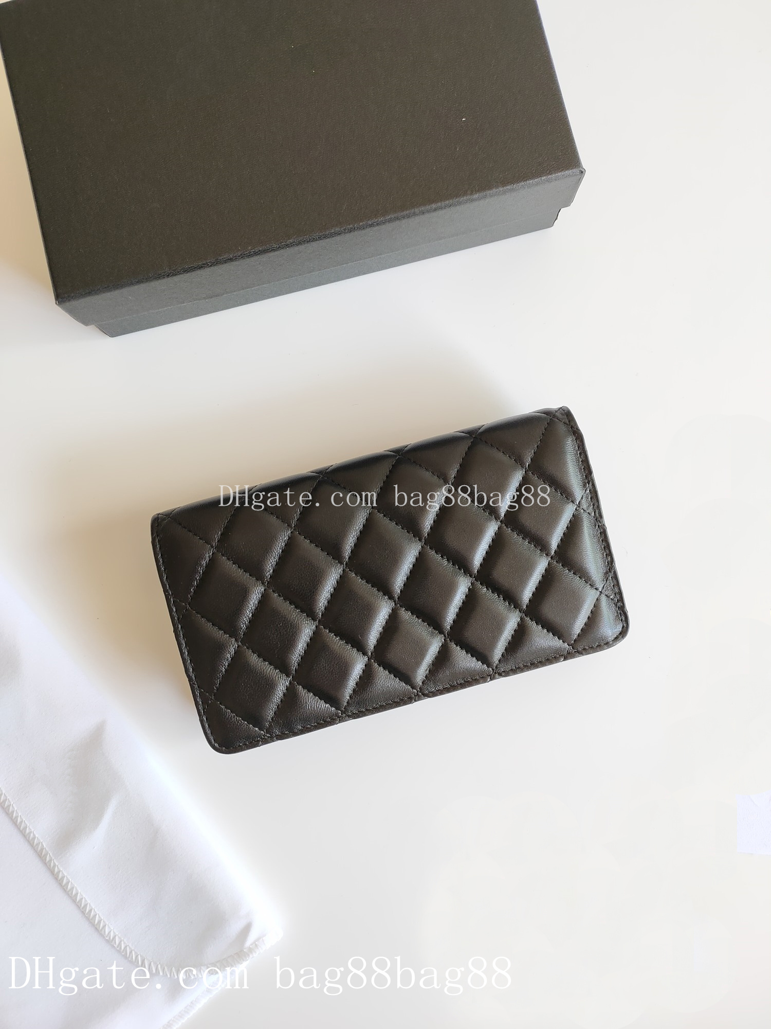 NOUVEAU Design Portefeuille De Luxe Véritable Lettre Marque Jouer Cc Chaîne Embrayage En Cuir D'agneau Diamant Motif Pochette Femmes Le Garçon Lo