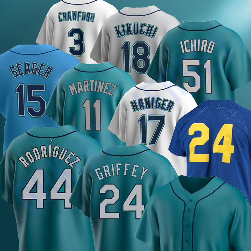 

Seattle 44 Julio Rodriguez Mariners Baseball Jerseys Ken Griffey Jr Eugenio Suarez Edgar Martinez Kyle Lewis Robbie Ray Logan Gilbert Paul Sewald Cal Raleigh xxx, Men(shui shou)