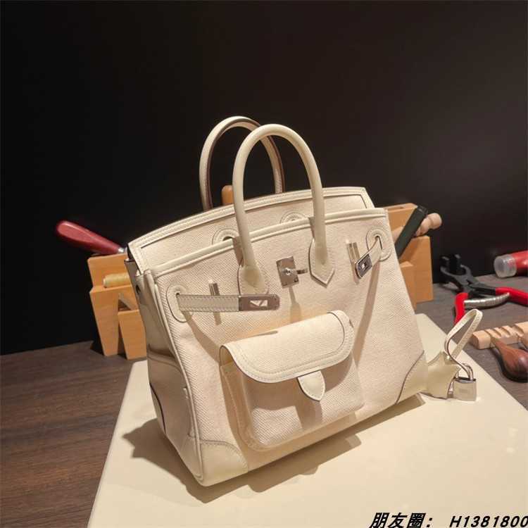 

Bags Herme Birkins All Manual Bk25 Cargo Coffee Portable Canvas Nata Cream White Zp1 to 1, Cream white silver button
