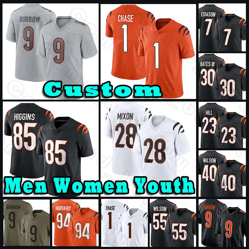 

9 Joe Burrow Football Cincinnati Bengals Tee Higgins Jersey Joe Mixon Ja'Marr Chase Jessie Bates III Evan McPherson Sam Hubbard Trey Hendrickson Logan Wilson Boyd, Custom men (m h)