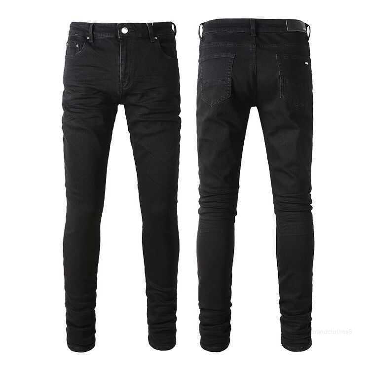 

Denim Amirs Jeans Designer Pants Man Fall Amr Fashion Brand Slim Fit Elastic Men's Broken Patch Washed Leggings Personality Youth 45BA, Figure 1