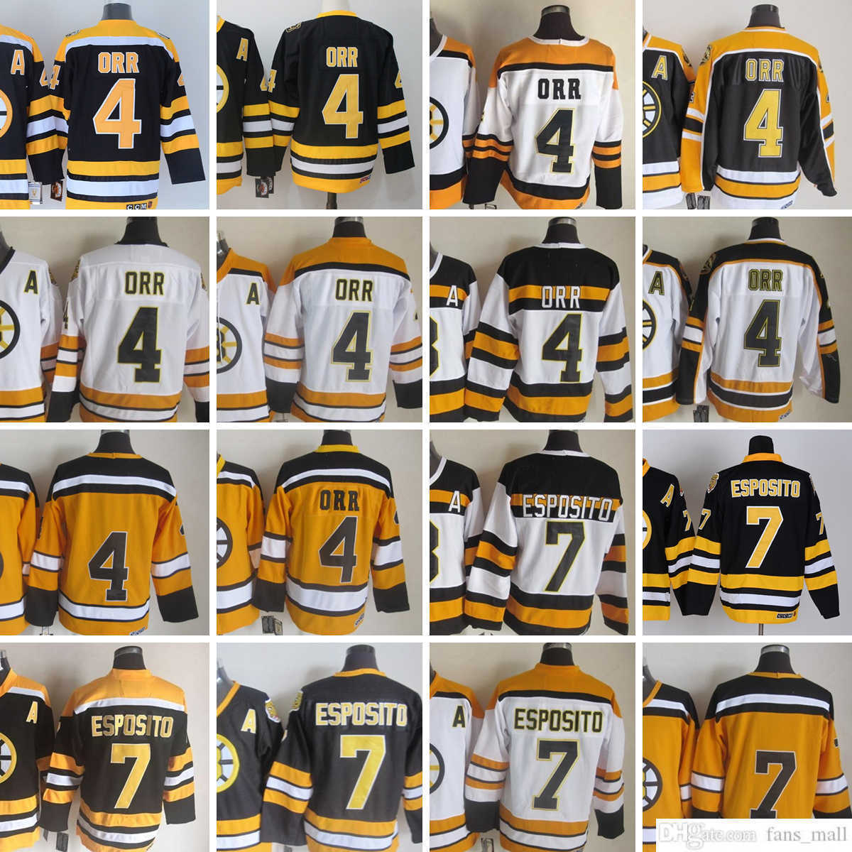 

Movie CCM Vintage Ice Hockey 4 Bobby Orr Jerseys Stitched 7 Phil Esposito 21 Dean Portman Jersey Black White 75th Yellow Men Retro, Aspicture