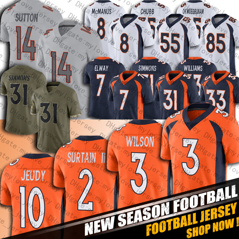 

3 Russell Wilson Jersey Football Denver Broncos Melvin Gordon Courtland Sutton Alex Singleton Jerry Jeudy Jerseys DreMont Jones Kareem Jackson Josey Jewell Elway, Man custom jersey (ym)