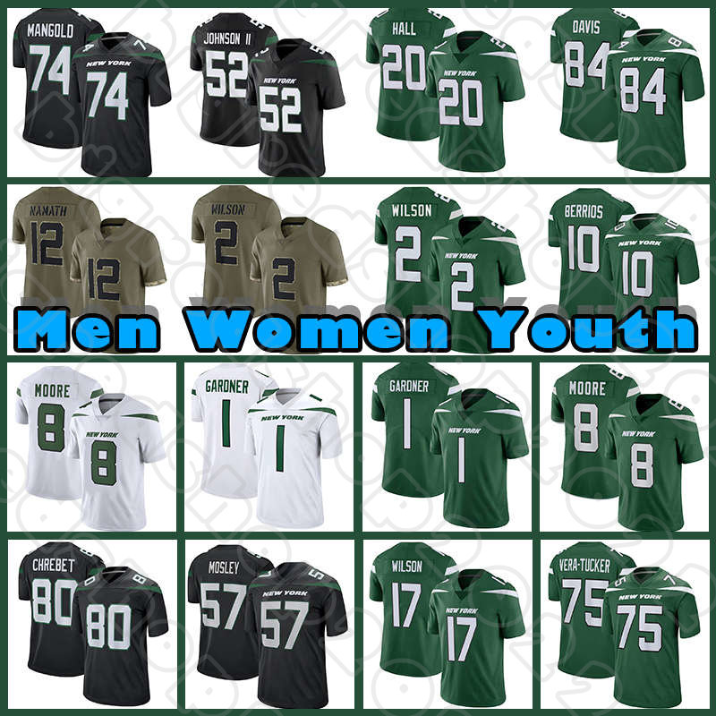 

2 Zach Wilson 1 Sauce Gardner 8 Elijah Moore Football Garrett Wilson Jerseys Jetes Breece Hall Jermaine Johnson II Braxton Berrios Mekhi Becton New Yorks Vera-Tucker, Custom men (p q j)