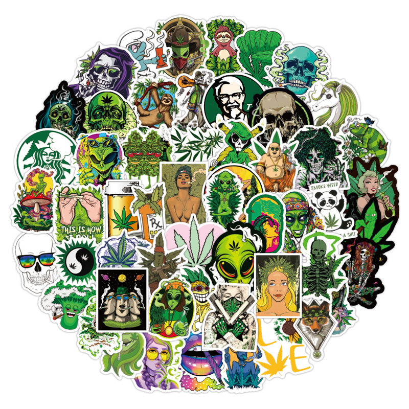 

50Pcs Weeds Stickers for Laptop Adults Waterproof sticker graffiti Luggage Skateboard Motorcycle Bicycle Stickers, Multi colors