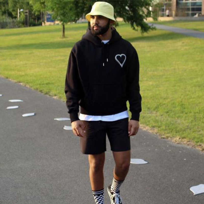 

22ss Am Designer hoodie mens Sweatshirt Love Embroidery Hoody Man Sweater Casual Loose Women Pullover Hoodies, Apricot