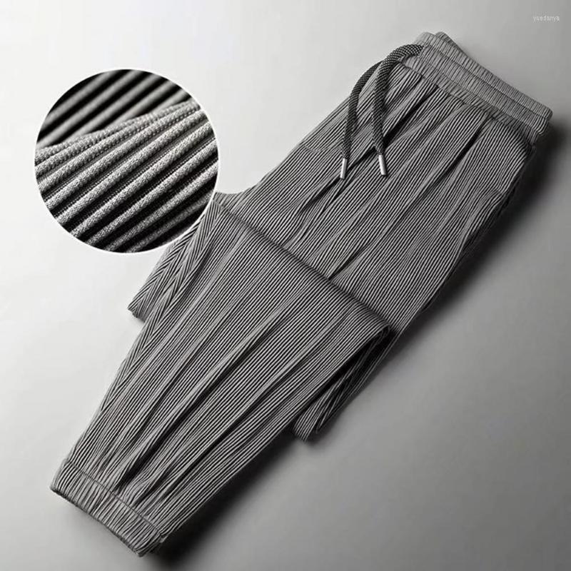 

Men's Pants Simple Men Solid Color Male Trousers Relaxed Fit Ankle Tied, Black