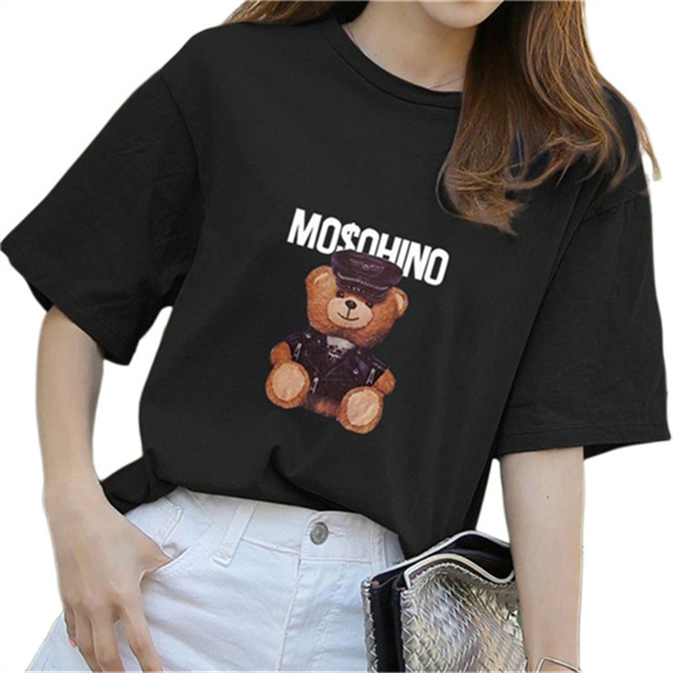 

Women's T-Shirt Letter Print T Shirts Black Fashion Designer Summer bear tshirt 100% cotton Top Short Sleeve tee Mens Clothes t-shirt for woman size M-XXXL A50 Discount, 10