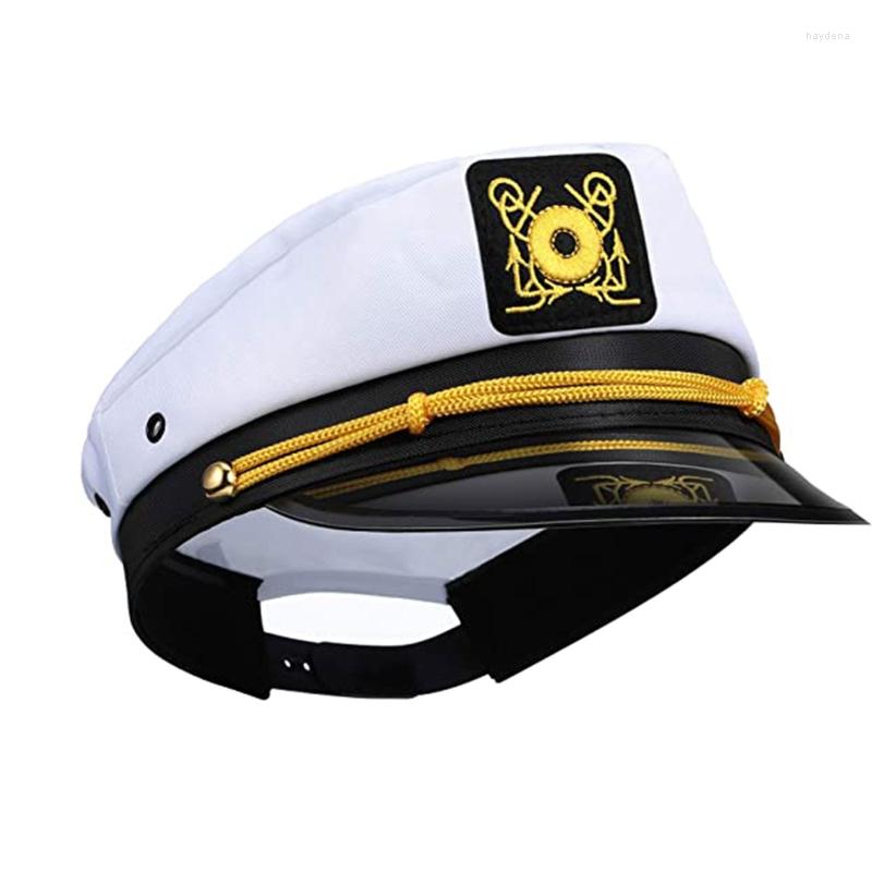 

Berets Stylish Yacht Boat Captain Marine Admiral Embroidered Sailor Costume Navy Hat For Men Women Party Cosplay, White